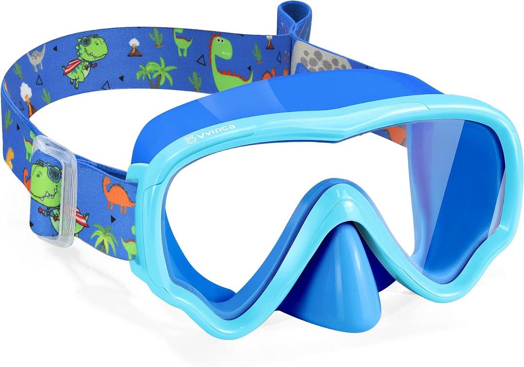 Vvinca Kids Swim Goggles with Nose Cover & Fabric Strap - Anti-Fog/UV Waterproof Swimming Goggles for Boys Girls 3-15, One Size