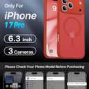 Magnetic Shockproof for iPhone 17 Pro Case,Upgrade[Camera Protection][Compatible with Magsafe][Non-Slip][Mil-Grade Protection]Slim Anti-Yellow Translucent Matte Phone Case for iPhone 17 Pro,Red
