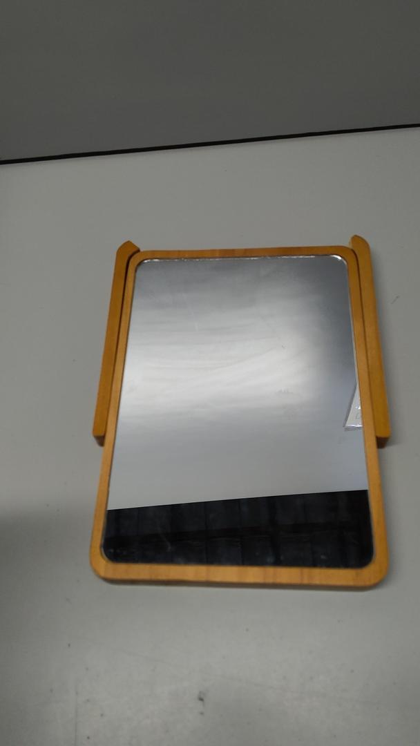 DinlamGud Vintage Wood Table Vanity Makeup Mirror, Rectangle Wall Mounted Mirrors, Desk Mirror, Hanging Mirror, Wall Mirror Decor for Living Room, Bedroom, Entryway, 8x11 inch