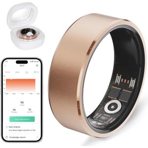 Smart Ring Health Fitness Tracker Women Men (10#(19.8mm), Rose Gold)