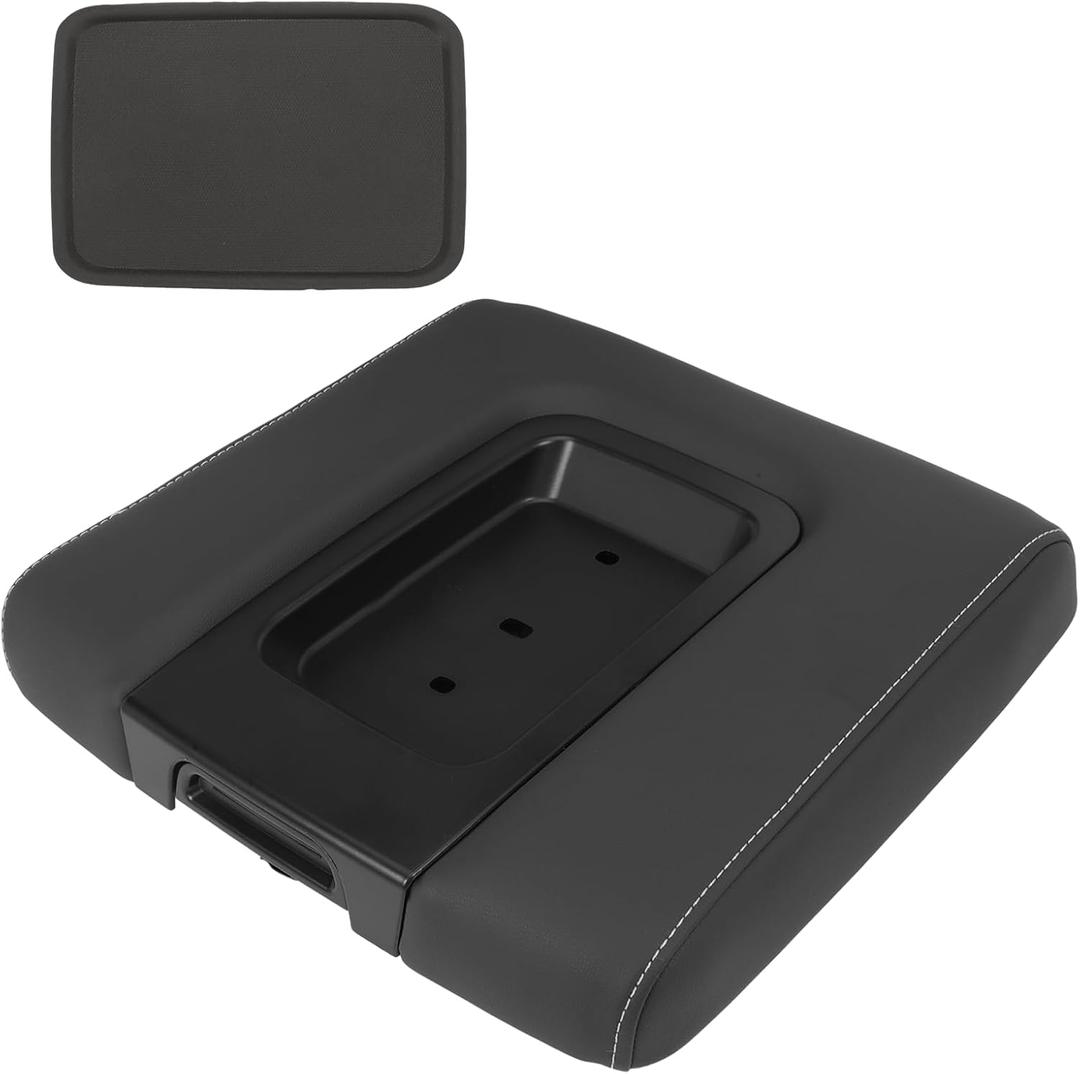 22881398 Front Center Console Armrest Lid Middle Seat Black Leather for (2014-2020) Tahoe Silverado 1500 2500 3500 HD, Escalade ESV, Yukon Sierra, 22876379