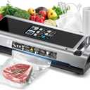 90KPa Portable Vacuum Sealer Machine for Food, One-Touch Open Lid, Detachable & Easy to Clean, Vertical Placement Saves Space, Powerful Suction for Freezer Bags & Food Storage Black Silver