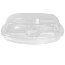 Qianly Cold Food Buffet Server Appetizer Serving Tray Serving Bowls 4 Compartment Transparent Party Trays for Serving Food for Picnic Outdoor Salad, Extra lid