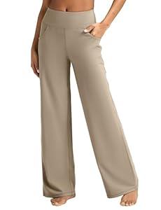ESOFT Wide Leg Pants Women High-Waisted Yoga Work Dress Pants with Pockets, Casual Sweatpants, Petite/Regular (Medium) 