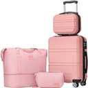 Kono Luggage Set 4 Piece Carry On Hardside Luggage with TSA Lock Spinner Wheels Carry On Suitcase Nude/Rose Pink