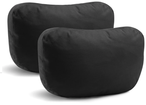 2Pcs Car Neck Pillows for headrests,for Travel Interior Accessories and Suede Support Head Pillows，Balance Neck Pillow Designed to Relieve Neck Pain and Muscle Tension.(Black)