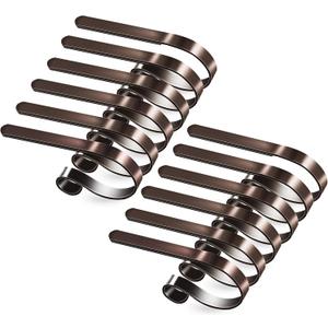 Loncaster Christmas Stocking Holders for Mantle Set of 12, Non-Slip Adjustable Stocking Holders, Stocking Hanger for Christmas Party Decorations(Bronze)