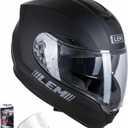 LEM Full Face Motorcycle Helmets for Adults, (Matte Black, Size XL) Paragon