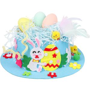 DERAYEE Easter Bonnet Kit, Chick Bunny Egg DIY Art Craft Kits Make Your Own Cute Hat for Easter Craft (Blue)