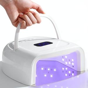 60W Rechargeable UV LED Nail Lamp, Faster Wireless Nail Dryer Gel Polish Light 42 Beads & Portable Handle, Professional Curing Lamp For Fingernail and Toenail, Auto Sensor & Quick Dry Nail Machine, White 