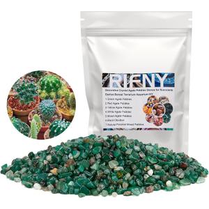 RIFNY Decorative Polished Rocks, 0.3" Gravel Rocks Crushed Crystal for Plant Flower Pots Succulents Cactus Bamboo Plant Vase Filler Aquarium Fish Tank Decorations and DIY Craft (3 LB, Green)