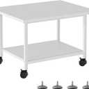 Printer Stand with Storage Under Desk Shelf, Desktop Printer Stand Organizer, Rolling Printer Cart Storage Paper Files Holder for Desk, Office, Home, (White)
