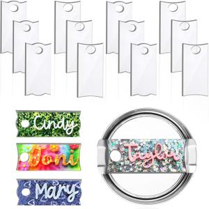 Sublimation Name Plate for 40 Oz Stanley Cups,12 PCS Wood Nameplate Personalized Name Tag Blank Compatible with Stanley Tumbler Topper Lid Accessories