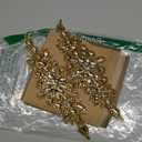 uxcell 2 Pcs Rhinestone Applique Patches Belt Accessories 3D Embroidery Iron on Patch Sewing Embellishments for Wedding Bridal Sash Crystal Belt Dress DIY Sewing, Gold (9.4" x 3.5")