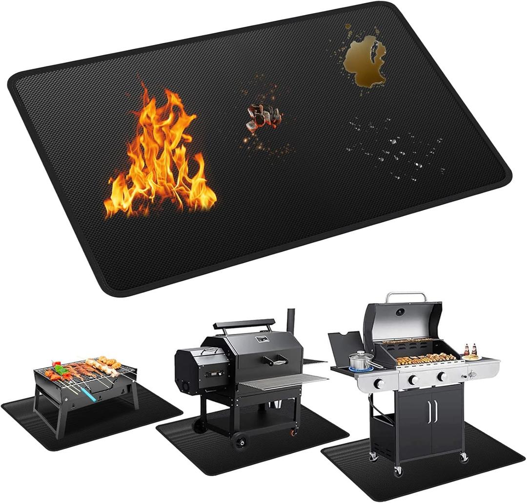 48x30 Inch Under Grill Mats for Outdoor Grill Double-Sided Fireproof Oil and Waterproof Protective Mat for Grass Deck BBQ Fire Pit and Fireplace Duty Outdoor Grill Mat