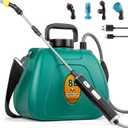 Battery Powered Garden Sprayer 2 Gallon, 7.4V High Pressure Rechargeable Weed Sprayer with 3 Pressure Mode, 5 Spray Nozzles, Telescopic Wand, Battery Indicator, Adjustable Strap for Lawn Garden, Green