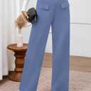 BTFBM Women's Pants 2025 Fall Elastic High Waisted Trousers Stretchy Comfy Lounge Palazzo Pant Wide Leg Sweatpants (Blue, M)