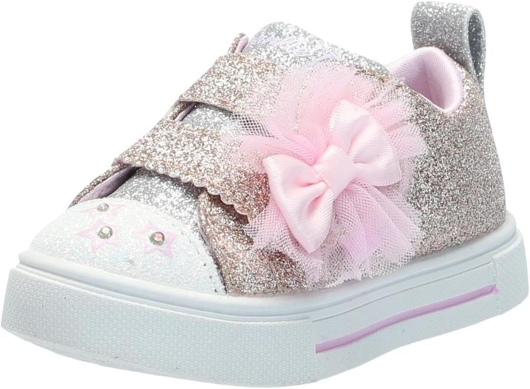 Skechers girls Twinkle Sparks Glitter Gems sneaker (8 Toddler, Gold)