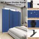 Room Partitions and Dividers 4 Panel Portable Wall w/ 3 Wider Feet Folding Room Divider 6FT Privacy Wall Indoor as Dressing Screen for Apartment School Office Children's Separate Rooms,Blue