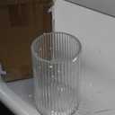 Clear Glass Vase for Flower, Flower Vase for Bouquet, Modern Glass Vases, Ribbed Vases for Living Room, Bedroom, Dining Table, Office, Wedding, Centerpieces, 8 Inches (Large)