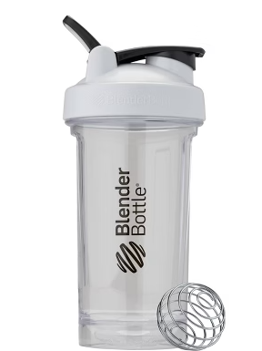 BlenderBottle Shaker Bottle Pro Series Perfect for Protein Shakes and Pre Workout, 24-Ounce, White/Clear