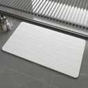 Extra Large Stone Bath Mat, 30'' x 17'' Diatomaceous Earth Non-Slip Stone Shower Mat, Super Absorbent Diatomite Stone Mats for Bathroom White XL Flow