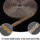 PEARLY JUN 3 Yards 3 Rows Champagne Rhinestone Chain Bling Crystal Trips Diamond Applique Silver Fringe Trim for Crafts Dress Applique Clothing Sewing Mystic Topaz Embellishments