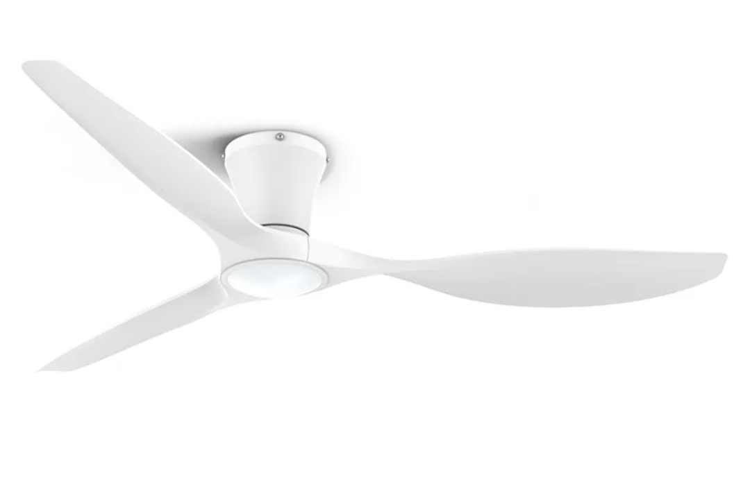 ocioc 52 inch Ceiling Fans with Lights and Remote, Dimmable Ceiling Fans with Reversible Quiet DC Motor, Flush Mount, 3CCT, White Ceiling Fan for Bedroom Living Room Indoor/Outdoor