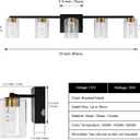SineRise 5-Light Black and Gold Vanity Light with 3 Color Modes (3000K/4000K/6000K), Eye Protection LED Bathroom Light Fixture, Dimmable Modern Wall Light Over Mirror with Clear Glass Shade