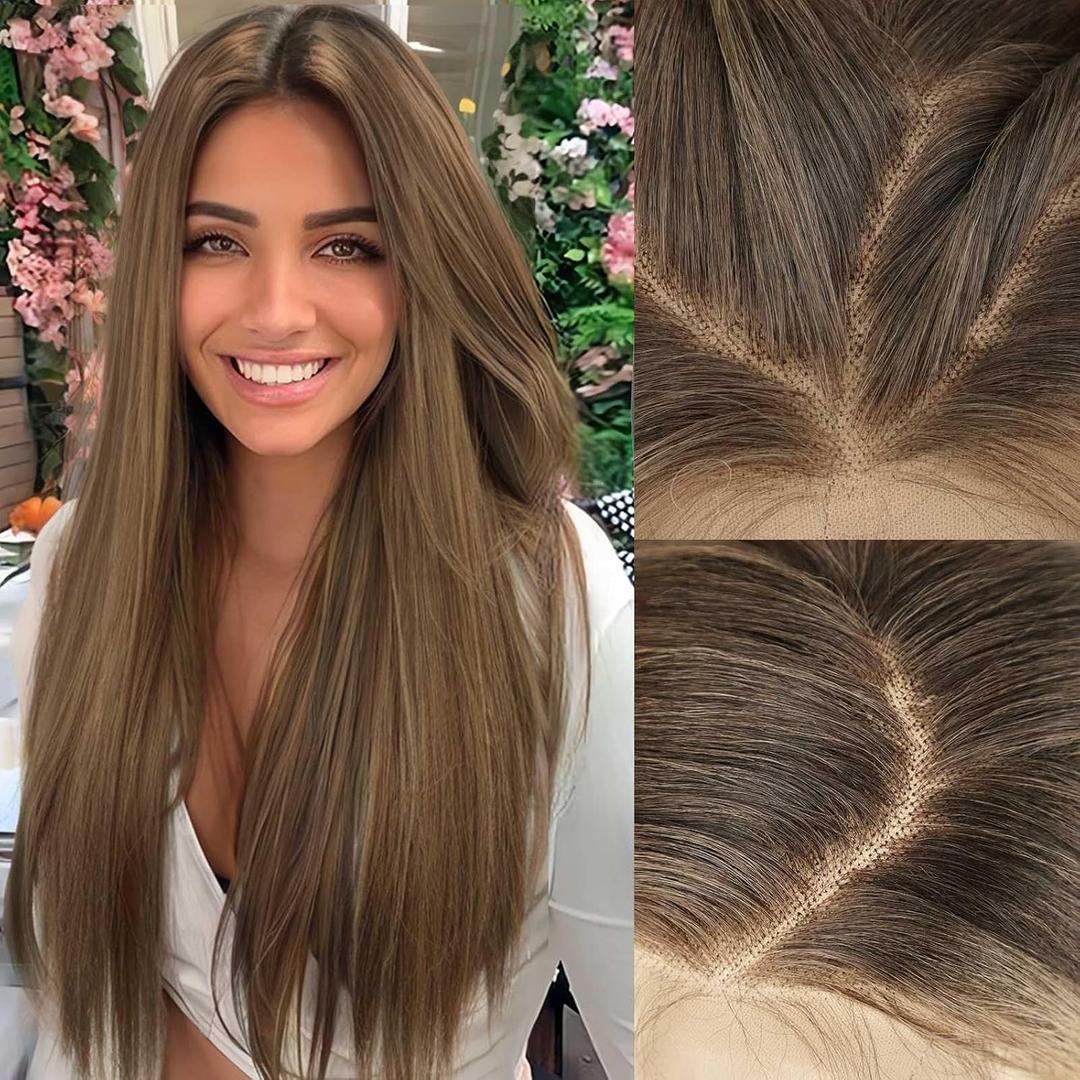 AISI HAIR 13x4 HD Lace Front Wig Light brown Pre Plucked With Baby Hair Straight Glueless Synthetic Wigs for Women 28inch Beginner Friendly