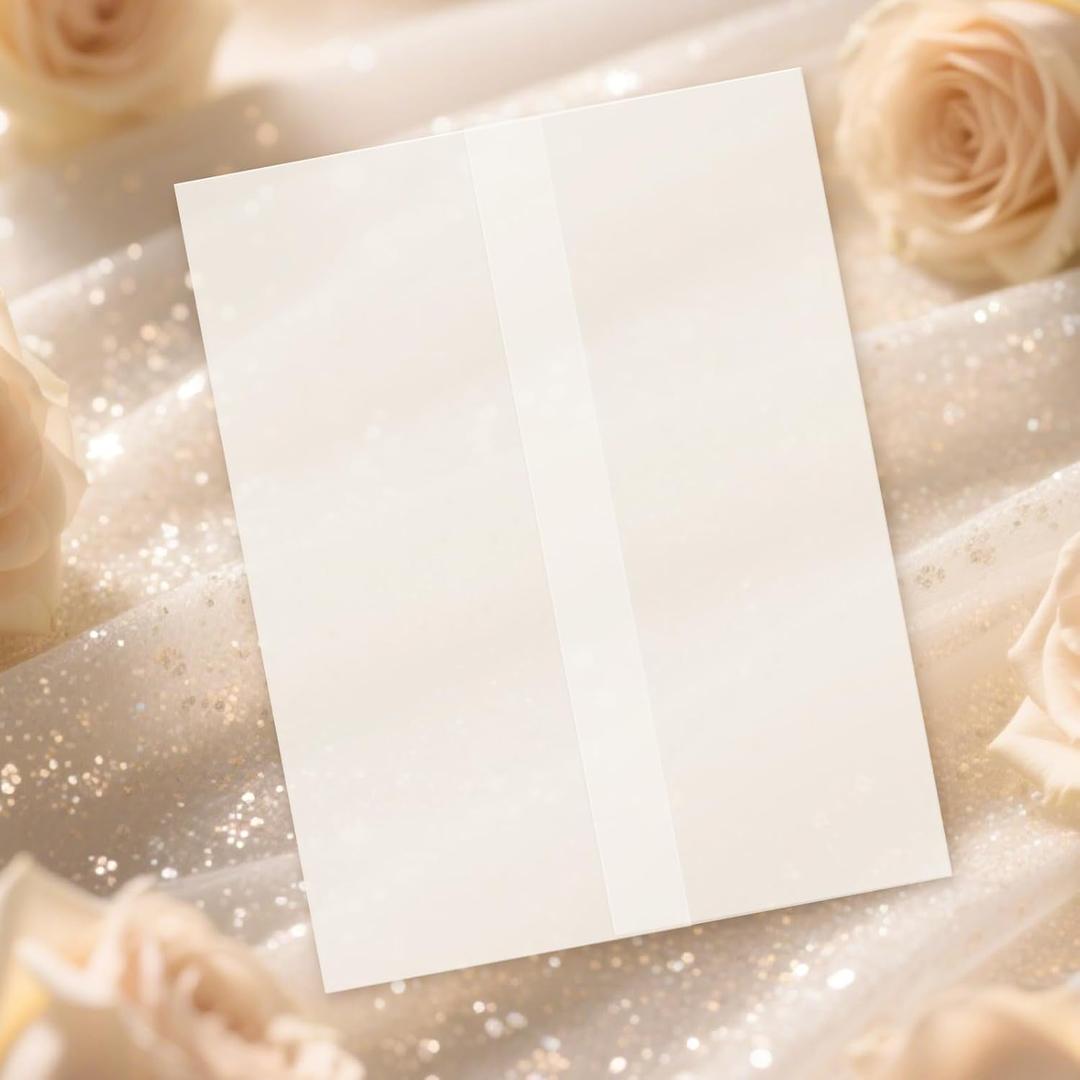 60 Pack Pre-Folded Vellum Jackets for 4.25x5.5 Invitations, Translucent Vellum Paper 4.25x5.5 Jackets, 100GSM Wedding Invitations Wraps, Envelope Liners for Birthdays, Baby Showers