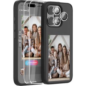 5 in 1 e Ink Phone Case for iPhone 15pro, Smart NFC Ink Screen Phone Case, with Camera Lens Protectors, DIY Photos, Anti-Scratch