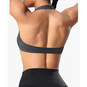 OMKAGI Halter Sports Bras for Women Open Back Workout Bras Padded Yoga Bra Gym Tops
M
