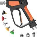 Pressure Washer Gun, 5000 PSI / 10.5 GPM with 3/8" Swivel Plug & M22-14mm/15mm Fittings, 5 Nozzle Tips, Suitable for Most Pressure Washers