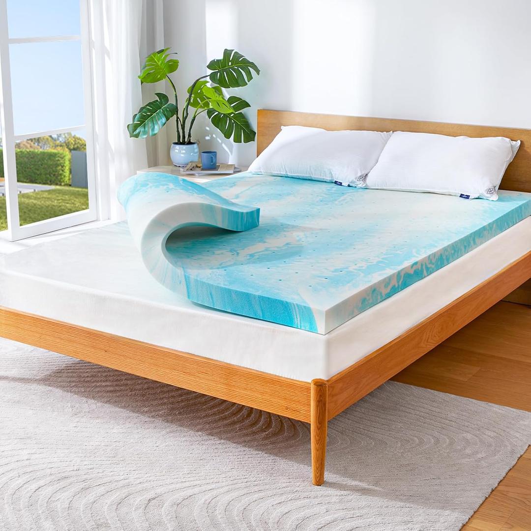 Marsail Mattress Topper Queen, 3-inch Gel Memory Foam, Bed Topper for Queen Size Bed, Soft for Sleeper Sofa, RV, Camper, CertiPUR-US Certified (Blue and White) Marsail Mattress Topper Queen, 3-inch Gel Memory Foam, Bed Topper for Queen Size Bed, Soft for Sleeper Sofa, RV, Camper, CertiPUR-US Certified (Blue and White)