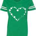 St Patricks Day Shirt for Women Irish Lucky Shamrock V-Neck Short Sleeve St Paddy's Day Tee Tops (X-Large, Green6)