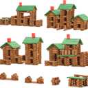 SainSmart Jr. 665 PCS Wooden Log Cabin Set Building House Toy for Toddlers, Classical STEM Construction Kit Compatible with Lincoln Logs for 3+ Kids