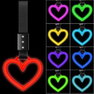 Fabbay LED Heart Car Handle Strap Drift Charm Car Accessory Handle Ring for Women Rear Bumper Warning Ring Decor for Auto Bus Interior Exterior Decoration (Led, Heart Style)
