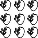 KPOSIYA Napkin Rings Set of 20 Hollow Cut Metal Napkin Holder Dinning Table Setting for Wedding Party Banquet Christmas Dinner Delicate Serviette Buckles Decor (Ye Zi-Black 20