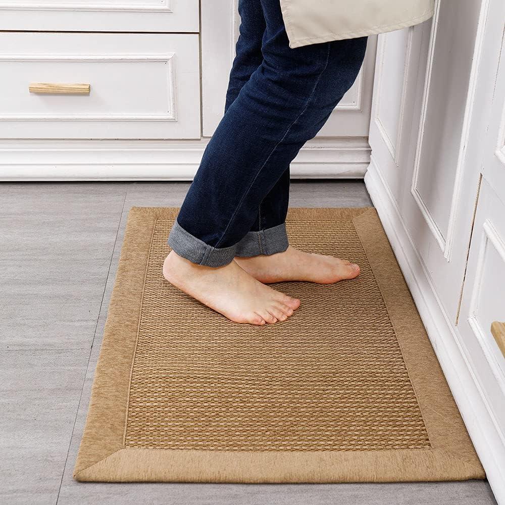 Small Kitchen Rugs and mats Non Skid Washable Kitchen Runner Rug Absorbent Farmhouse Style Kitchen Floor mats for in Front of Sink (Light Coffee, 24”X40”)
