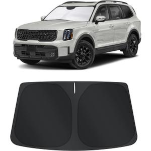 TINGLU Sun Shade for Kia Telluride 2020-2024 2025 Accessories Windshield Sun Shade Window Shade UV Rays Protection Sun Visor Cover with Steering Wheel Sunshade Storage Bag
