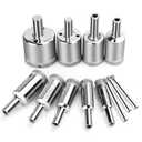 12 Pcs Diamond Drill Bits for Ceramic, Diamond Hole Saw Drill Bit Set Kit, Premium Glass Drill Bit for Bottles, Pots, Marble, Granite Stone, Tile Cutting 0.16 Inch - 1.18 Inch4 mm - 30 mm YLYL
