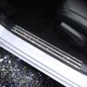 Luster Crystal Car Door Sill Plate Protectors, Bling Diamond Door Entry Guards Sill Scuff Cover Panel Step Protector Sticker with Sparkling Rhinestones Universal White & Black 2 Pcs