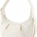 Prite Shoulder Bag Lightweight Crossbody Bag for Women Crescent Travel Purse with Adjustable Strap, Pockets and Key Leash, Beige 