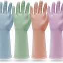 JiedHiur 4Pairs Rubber Cleaning Gloves, Dishwashing Kitchen Gloves for Momen and Men, for Washing Dishes, Bathroom, Sink Set of 2