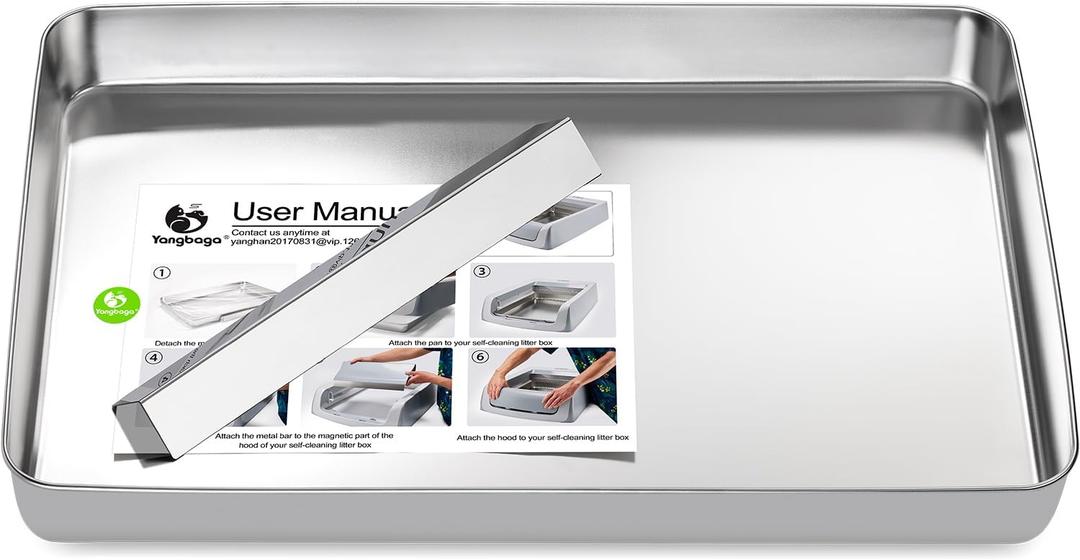 Yangbaga Stainless Steel Reusable Litter Tray, Compatible with Petsafe Scoop-Free Self-Cleaning Litter Box, Efficient Poop Collecting Design, Odor Control & Rust-Proof, Money-Saving Litter Box