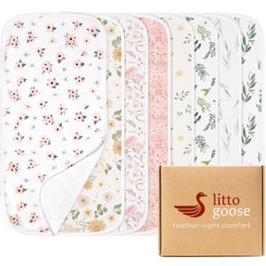 Premium 8-Pack Waterproof Baby Burp Cloths, Extra Large 13"X26" Soft Absorbent Burping Clothes for Newborns and Infants, Baby Shower Boys Girls (Floralmeadow)