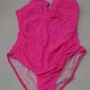 SUUKSESS Women Sexy Halter One Piece Swimsuits Ruffle Tummy Control Bathing Suit (Large, #1 Hot Pink)