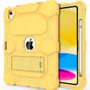 CCMAO Case for iPad 10th Generation 10.9 Inch 2022, iPad (A16) 11th Generation 11 Inch 2025, with Kickstand & Pencil Holder, Heavy Duty Shockproof Hybrid Protective Cover for Kids,Yellow
