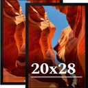 20x28 Picture Frame Set of 2, 20 x 28 Black Picture Frame with HD Plexiglas, 20 by 28 Poster Frame, Display Frame for Vertical or Horizontal, Presenting Spatial Aesthetics-Form & Light Series